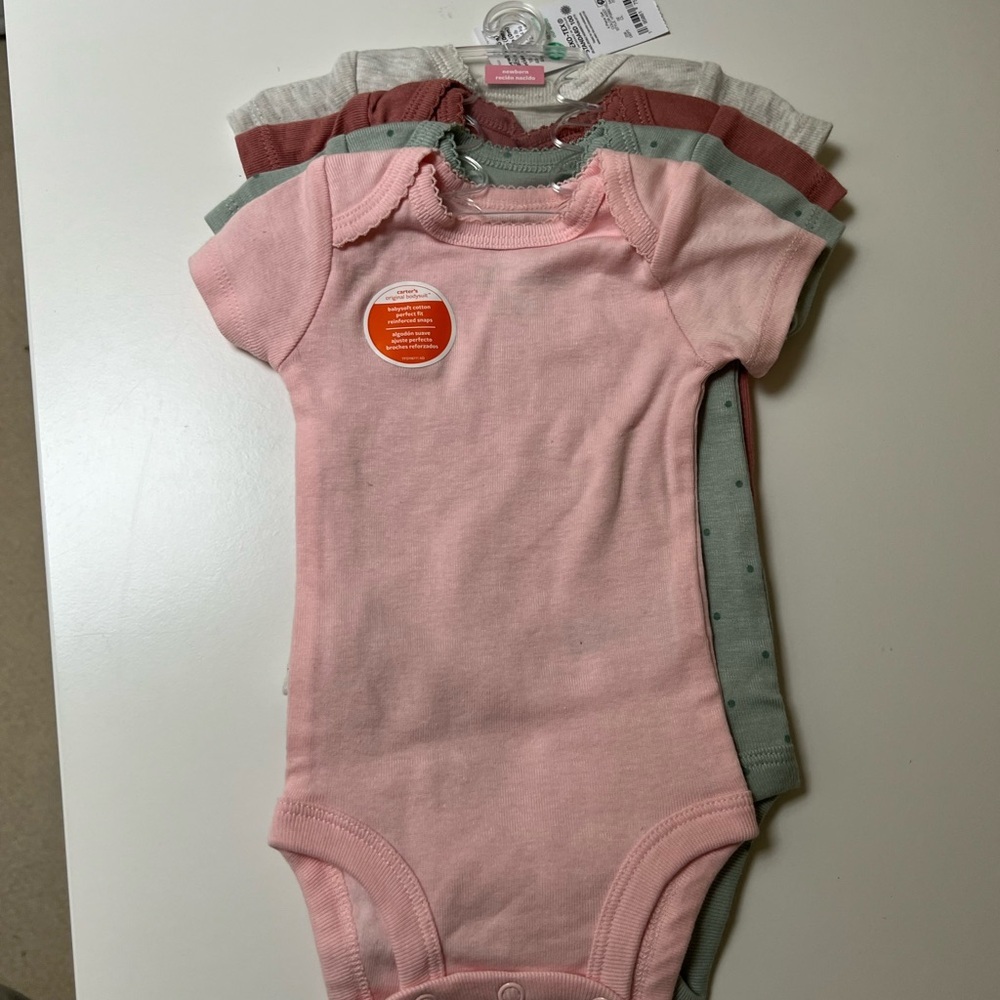 Carter's Baby One-Piece Bodysuit Set - Pink, Sage, Dusty Rose, Heather Gray